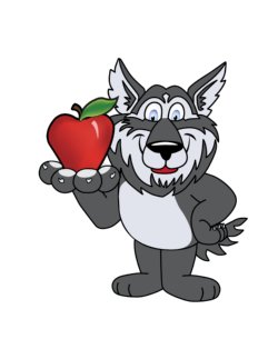 Wolf holding an apple 